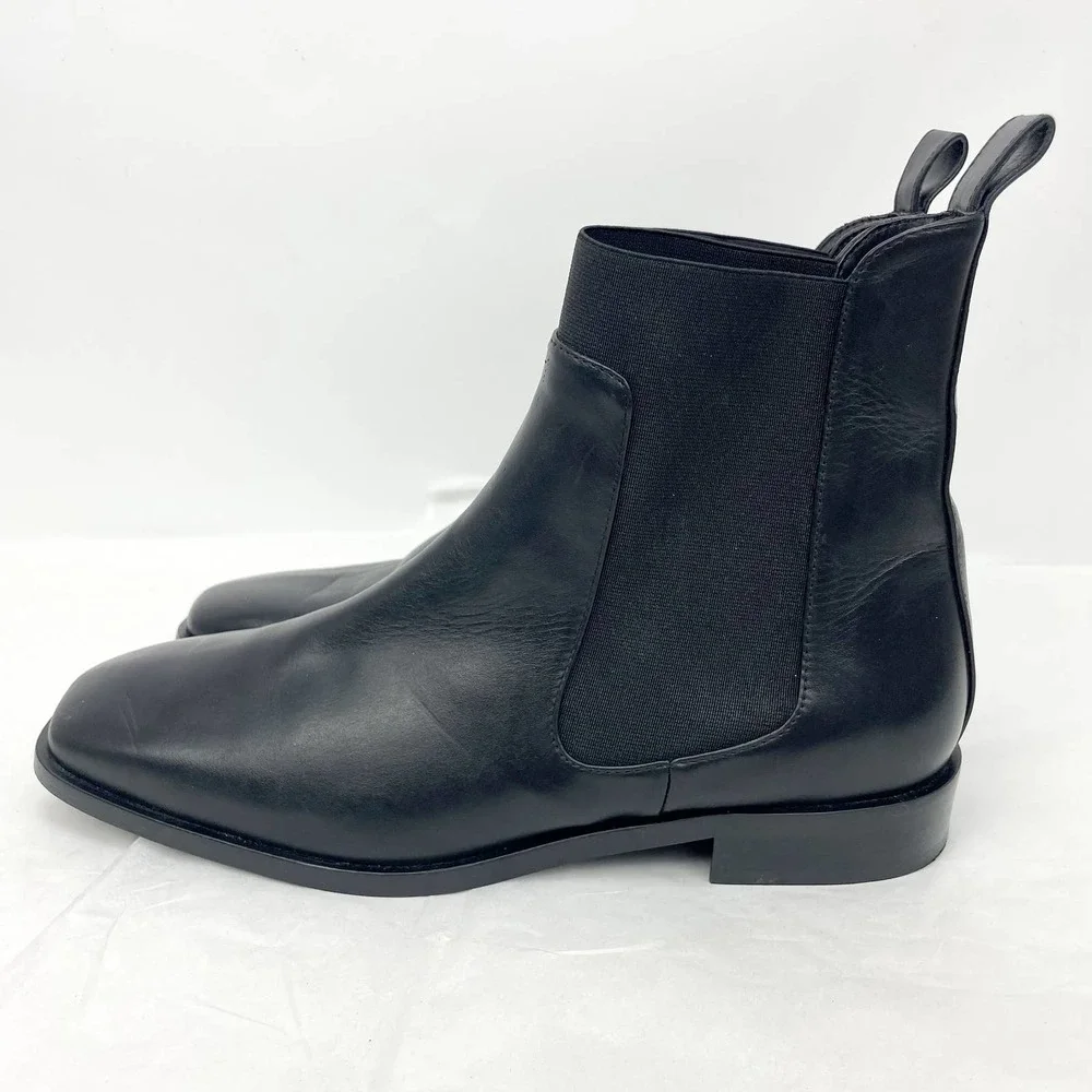 Everlane Womens The Italian Leather Square Toe Chelsea Boot Size 6.5 Black NWOB - Picture 7 of 12